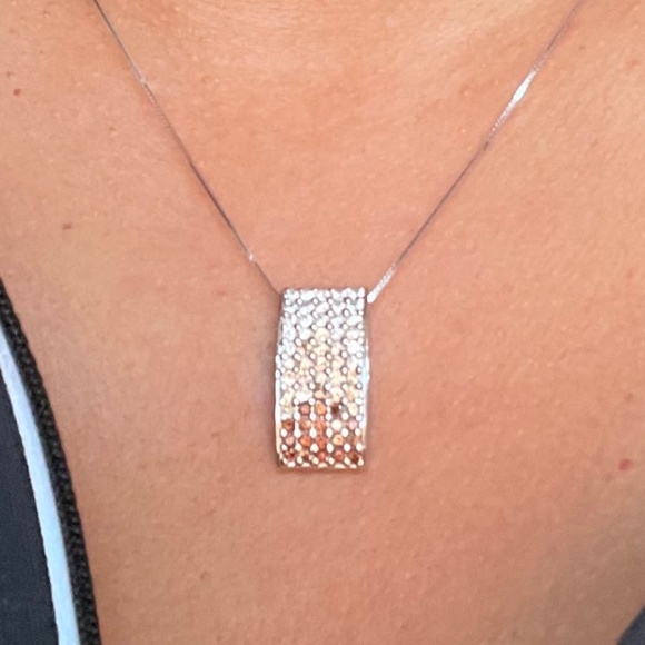 Dual sided cz paved stones mixed color rectangular pendant - Picture 6 of 16